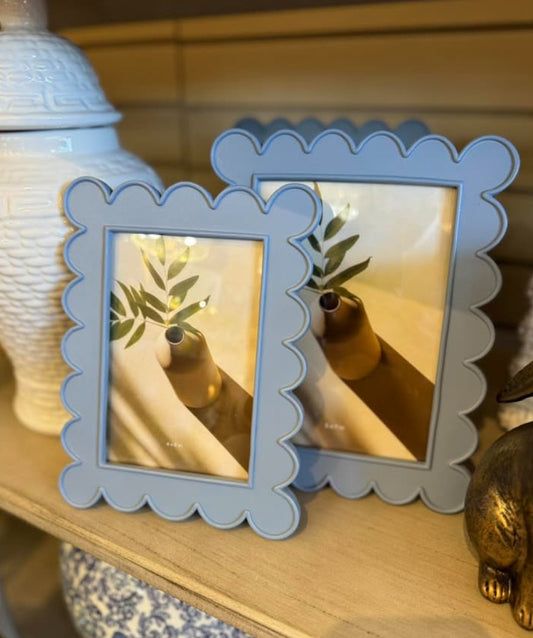 Blue Scalloped Picture Frame