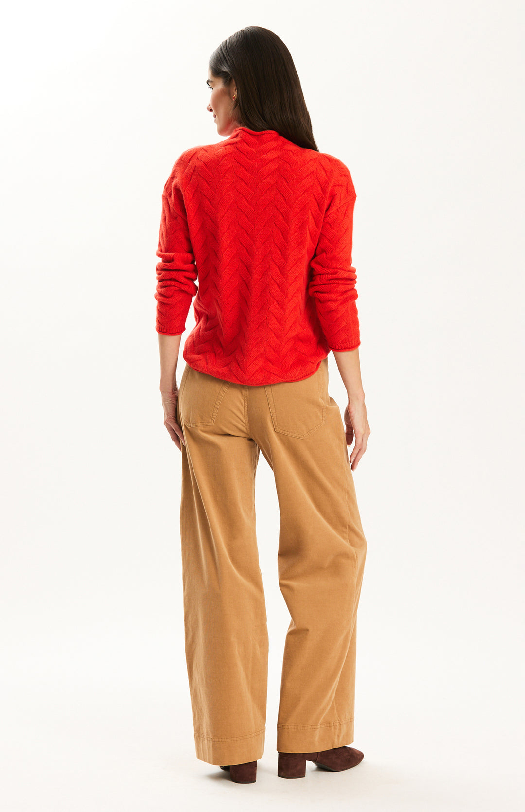 Gracie Cashmere Basketweave Sweater in Coralito