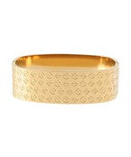 Wide Engraved Clover Bangle Bracelet