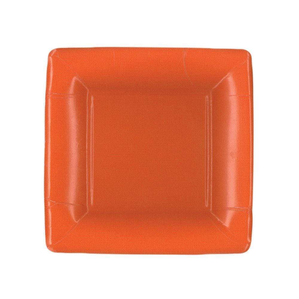 Caspari Dessert Plates Square-Grosgrain Orange