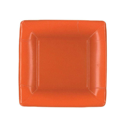 Caspari Dessert Plates Square-Grosgrain Orange