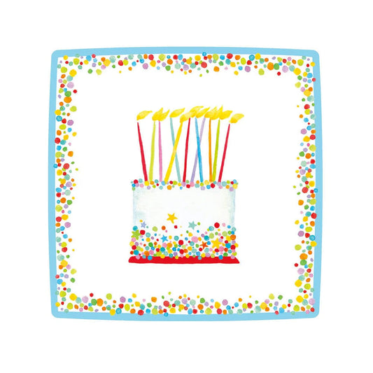 Caspari Dessert Plates Square-Birthday Cake