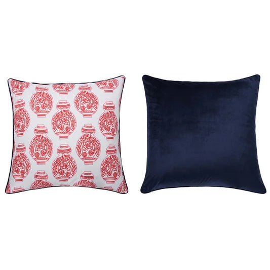 Decorative Double Sided Velvet and Linen Patterned Pillow
