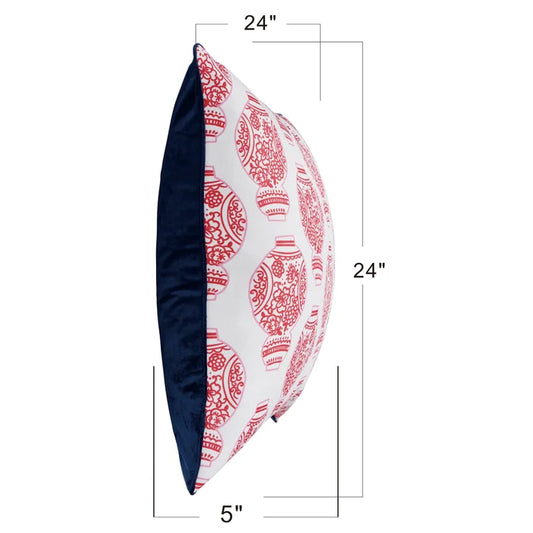 Decorative Double Sided Velvet and Linen Patterned Pillow