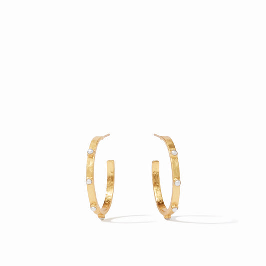 Julie Vos Crescent Stone Hoop (Medium)