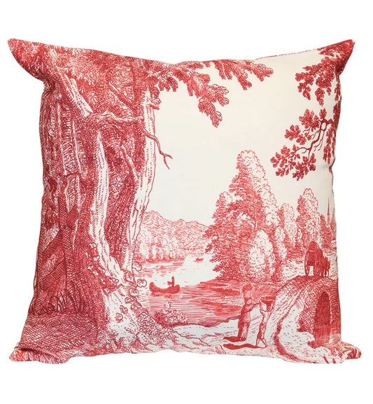 Down Filled Pillow Red Toile