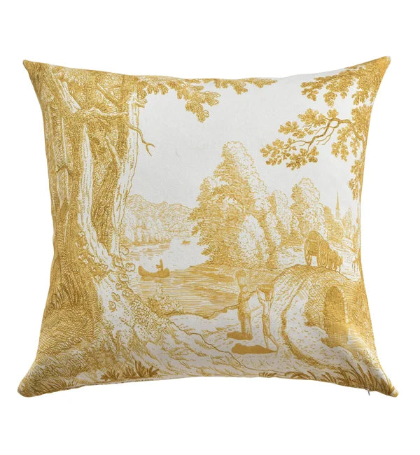 Down Filled Pillow Golden Chartreuse Toile