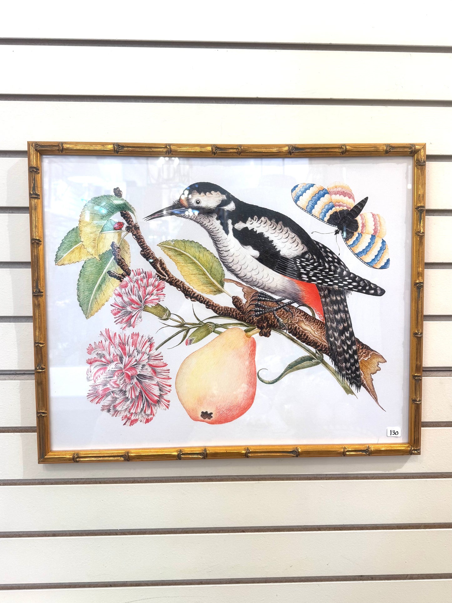 Bird Prints with Gold bamboo frames
