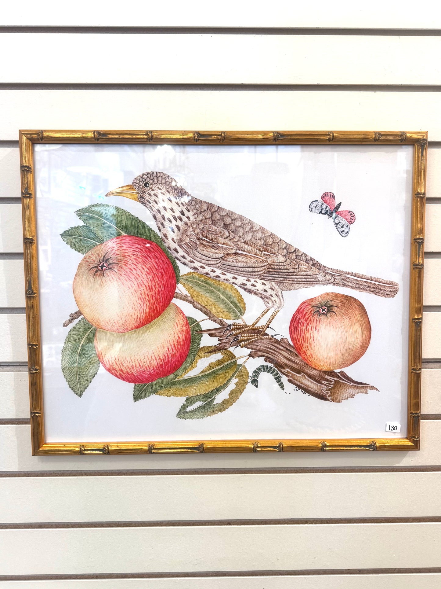 Bird Prints with Gold bamboo frames