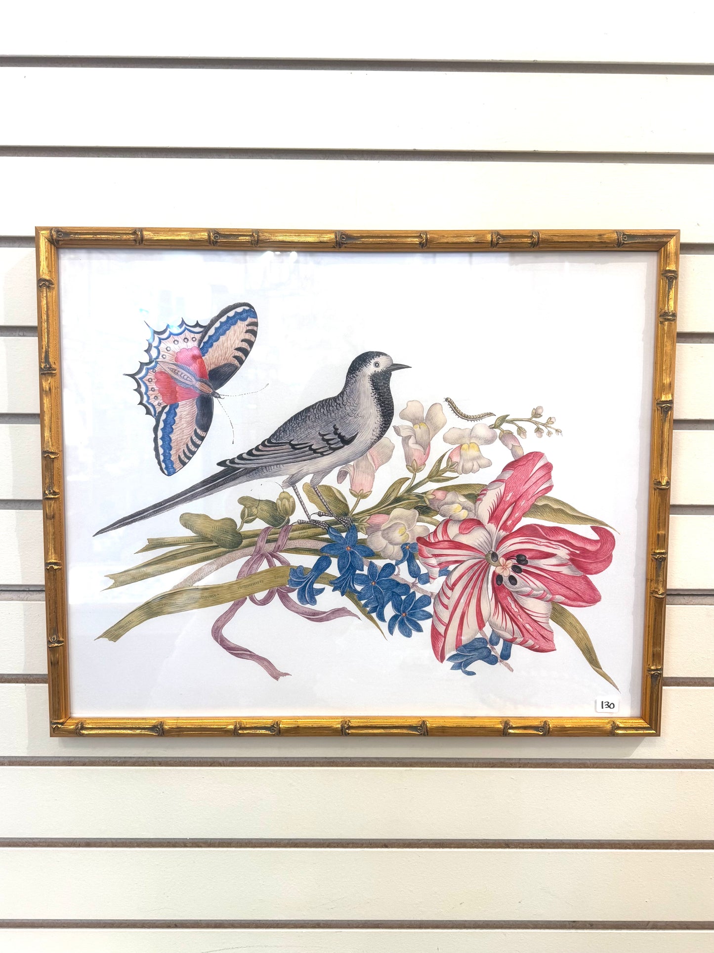 Bird Prints with Gold bamboo frames