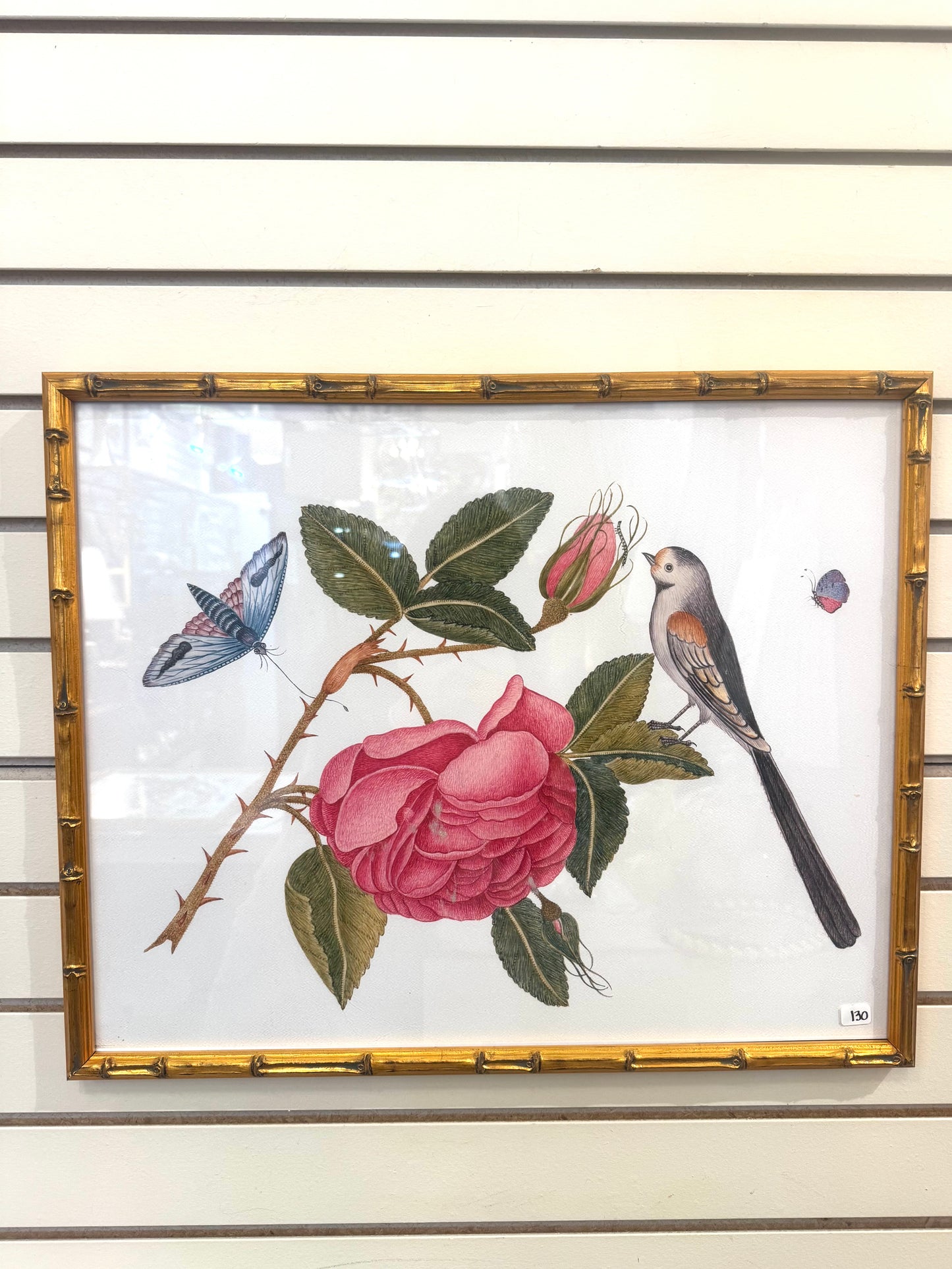 Bird Prints with Gold bamboo frames