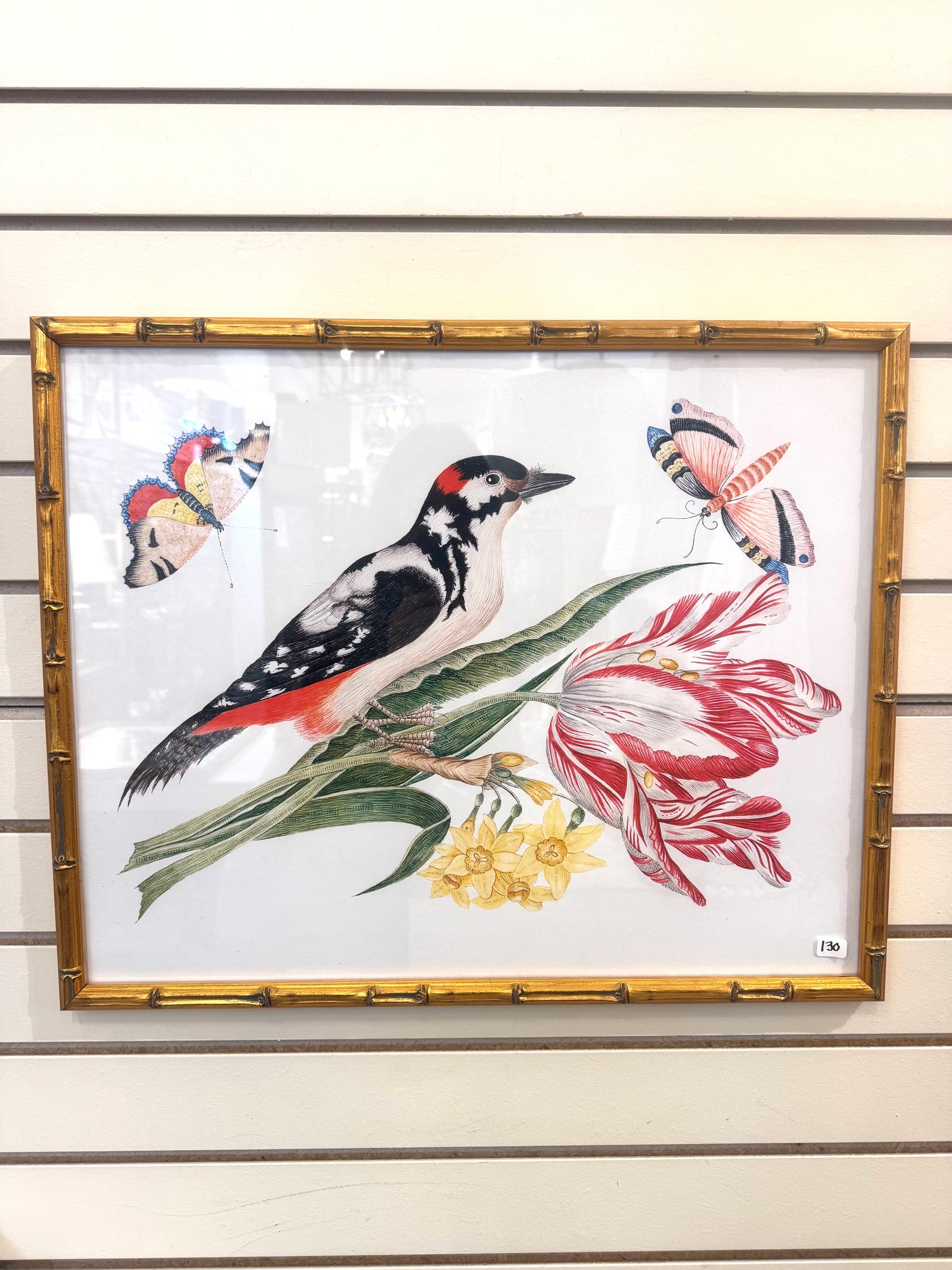 Bird Prints with Gold bamboo frames
