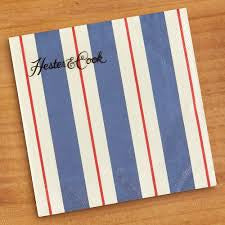 Hester & Cook Cocktail Napkins Navy & Red Awning Stripe