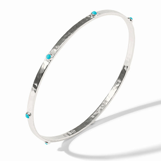 Julie Vos Crescent Stone Bangle Turquoise Blue Silver