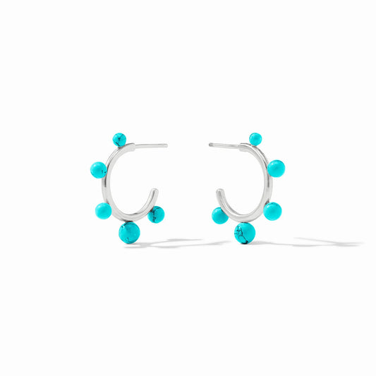Julie Vos Hydra Stone Hoop Silver Turquoise Blue
