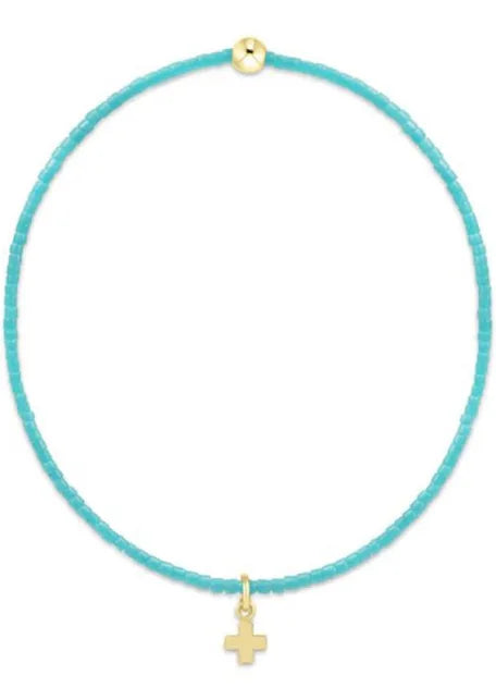 Enewton Hope Classic Signature Cross Small Gold Charm Turquoise