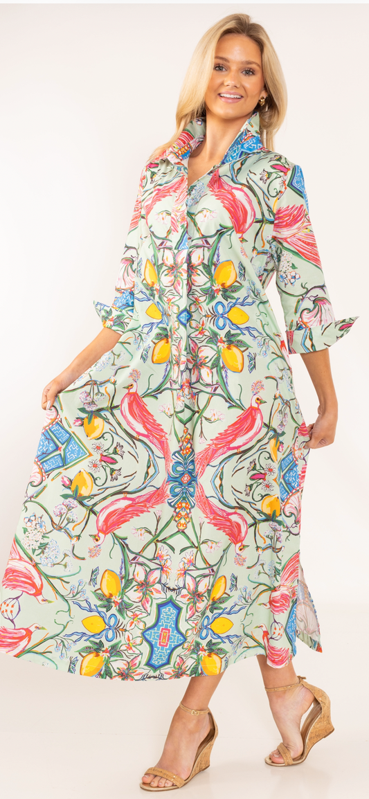 Mint Chinois Shirt Dress Long