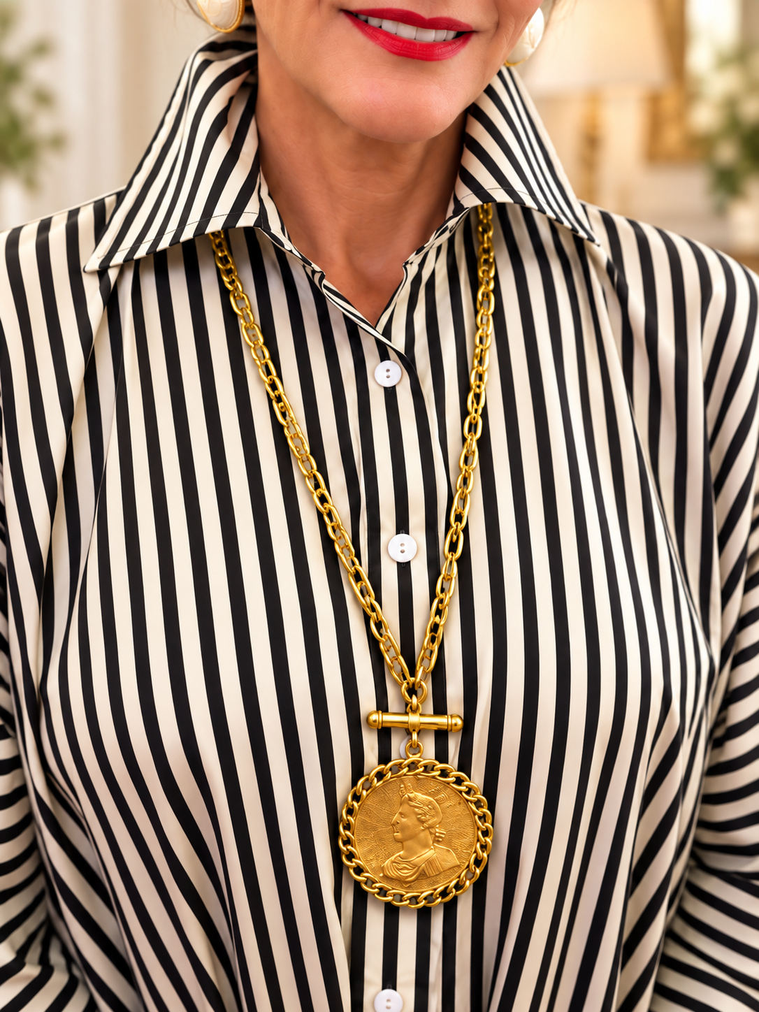 Long Gold Coin Necklace