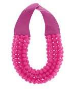 Beaded Necklace with Magnetic Closure Fuchsia