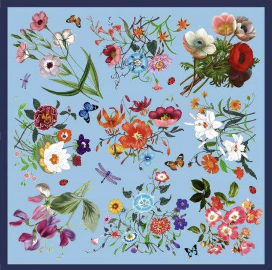 La Vie En Rose Silk Scarf (Blue)