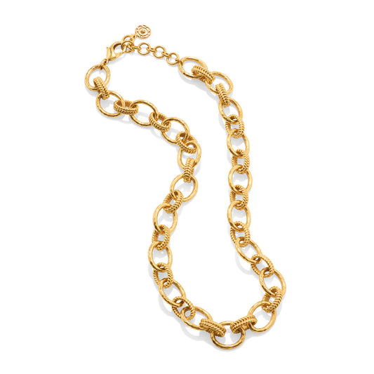 Cleopatra Regal Link Necklace 16” + 2- Gold