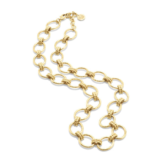 Cleopatra Grande Link Necklace 16” + 2 -Gold