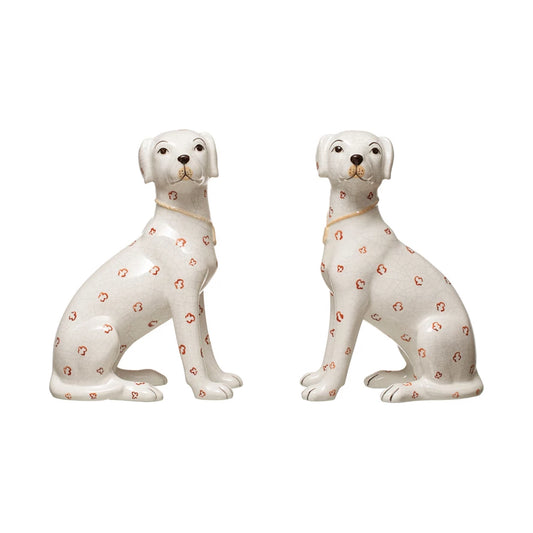Hand-Painted Ceramic Dog, Crackle Finish, 2 Styles | Set