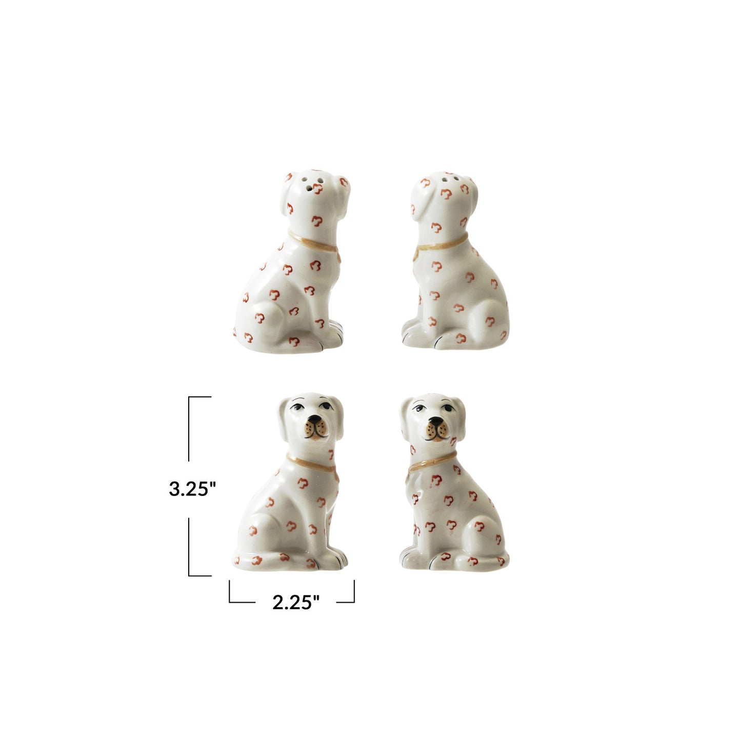 Ceramic Dog Shaped Salt & Pepper Shakers | Set