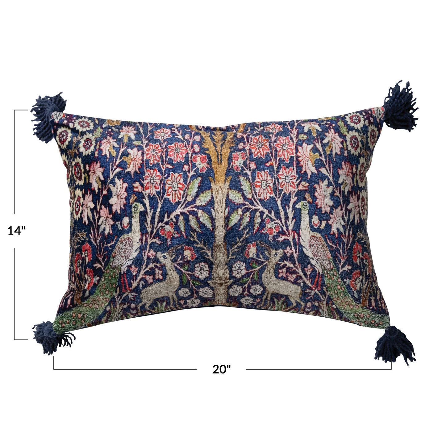 Velvet Printed Lumbar Pillow w/ Woodland Pattern