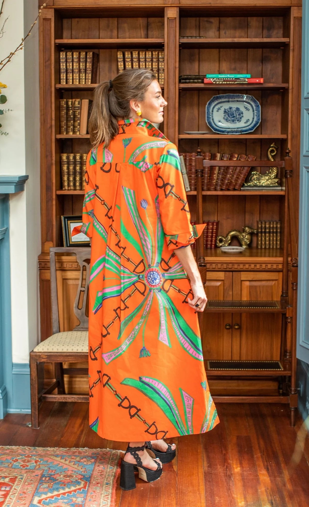 Estate Orange Shirt Dress