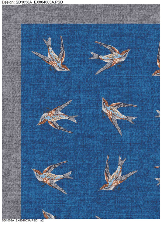 Birds of a Feather Silk Scarf Blue