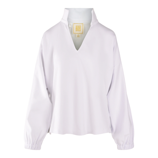 Poppy Pop Over Top in White Ponte