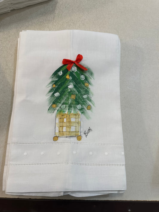 Hand Painted Linen Towels Chippendale Tree
