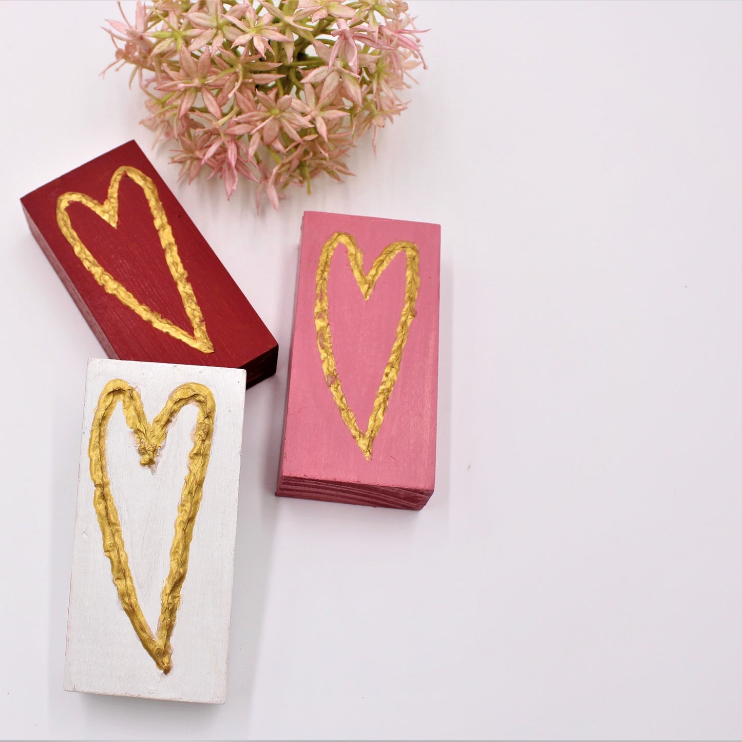 Handpainted Wood Heart Table Block (3 Colors)