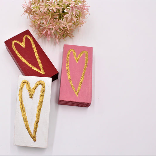 Handpainted Wood Heart Table Block (3 Colors)