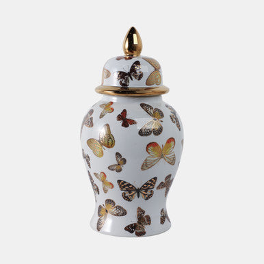 Butterflies Temple Jar (14x7”)