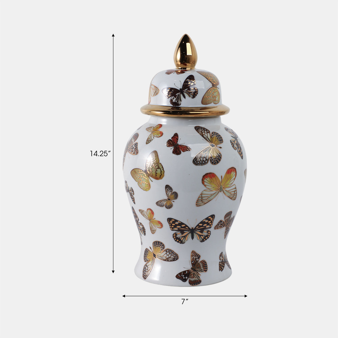 Butterflies Temple Jar (14x7”)