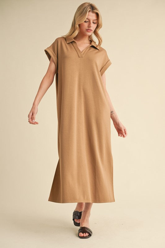 Short Sleeve Jersey Dress Taupe