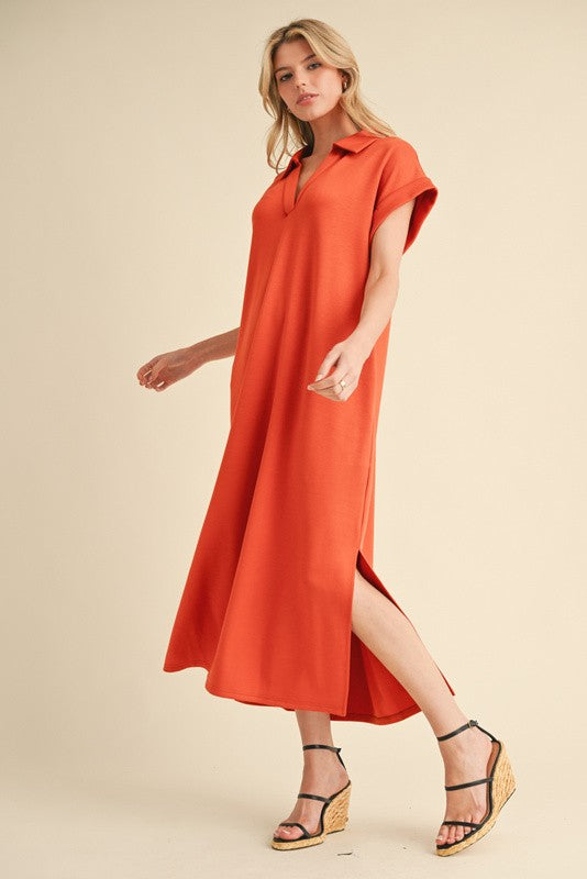 Short Sleeve Jersey Dress Orange