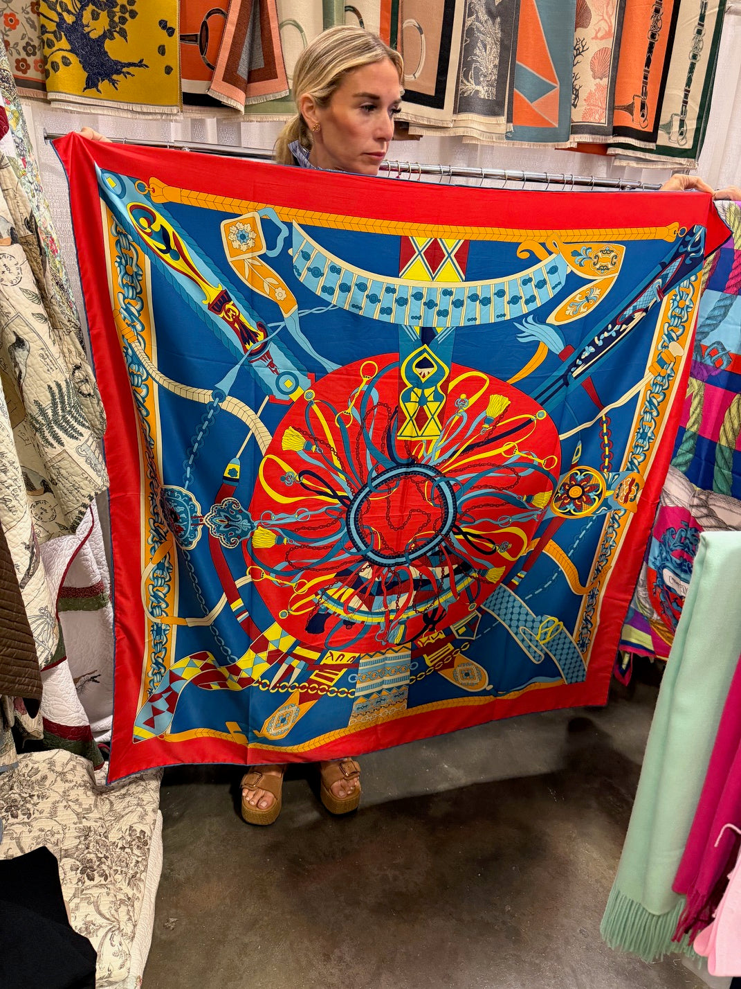 Red & Blue Silk Scarf
