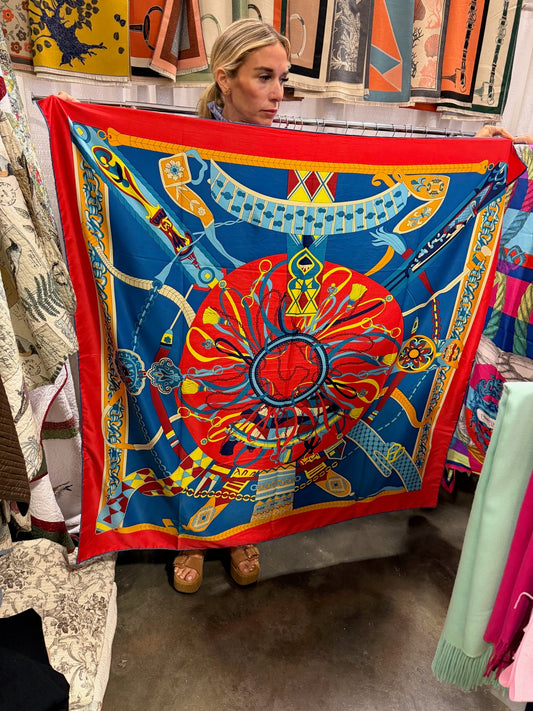 Red & Blue Silk Scarf