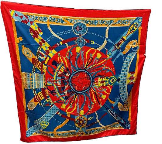 Red & Blue Silk Scarf