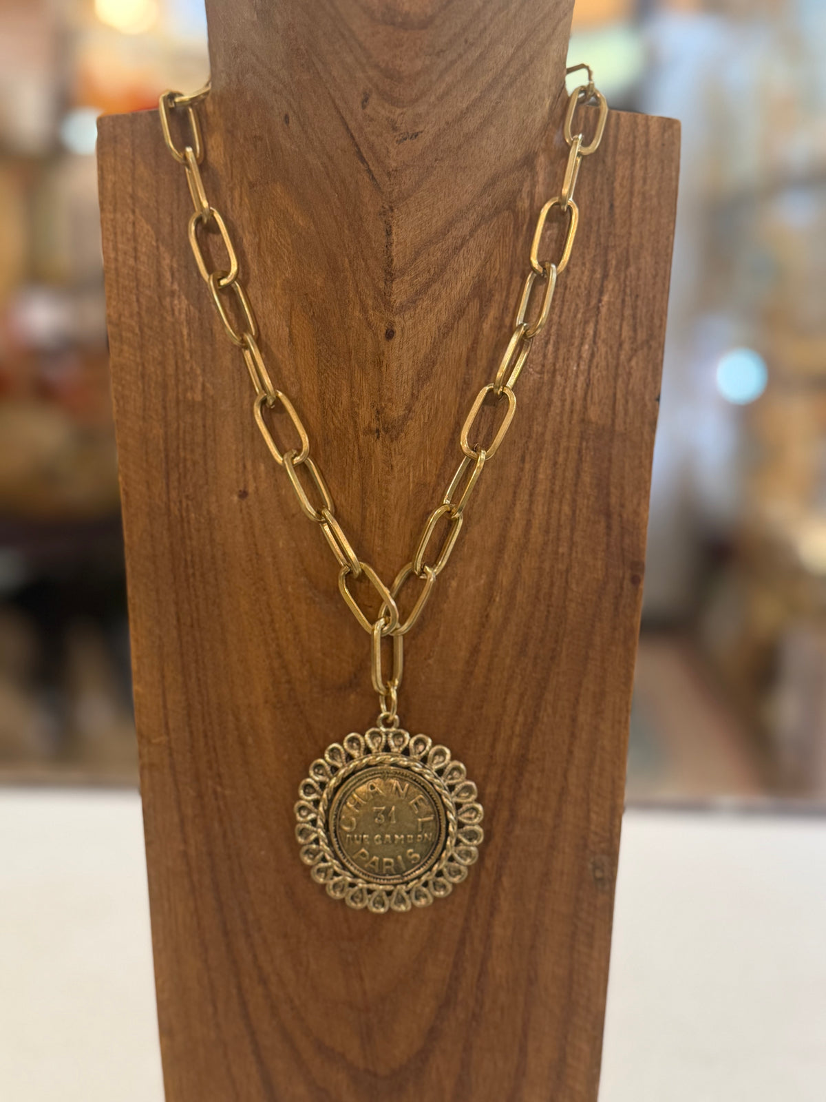 Paperclip Necklace with Chanel Coin
