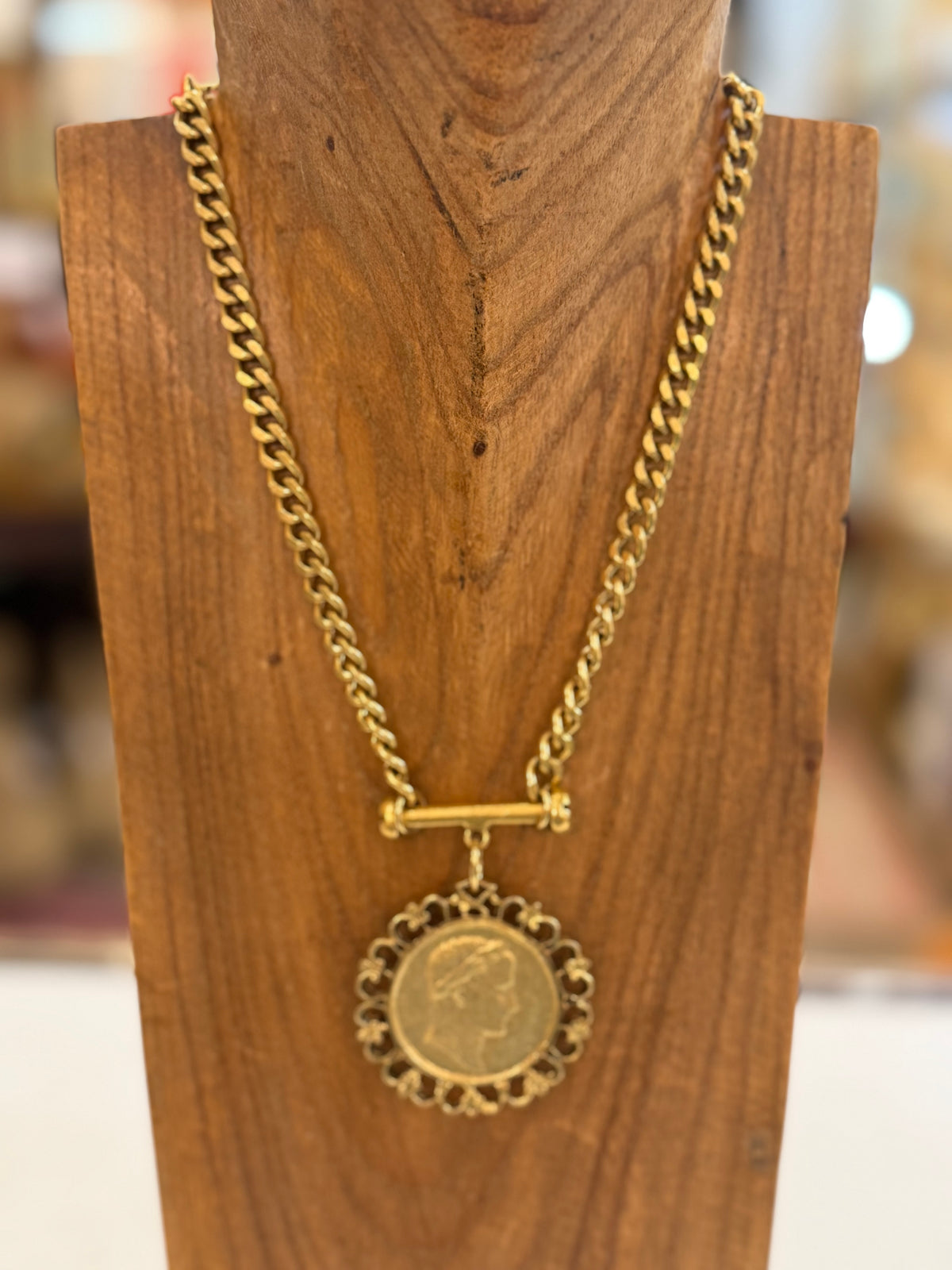 Reversible T Bar Chanel Coin Necklace with Casing