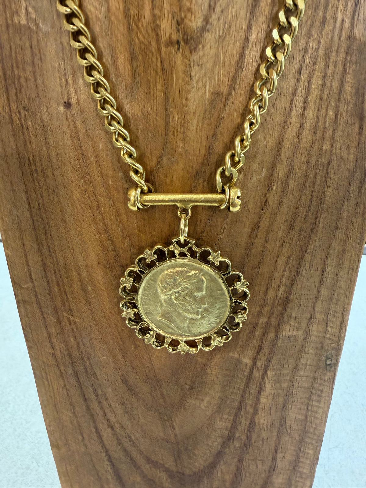 Reversible T Bar Chanel Coin Necklace with Casing