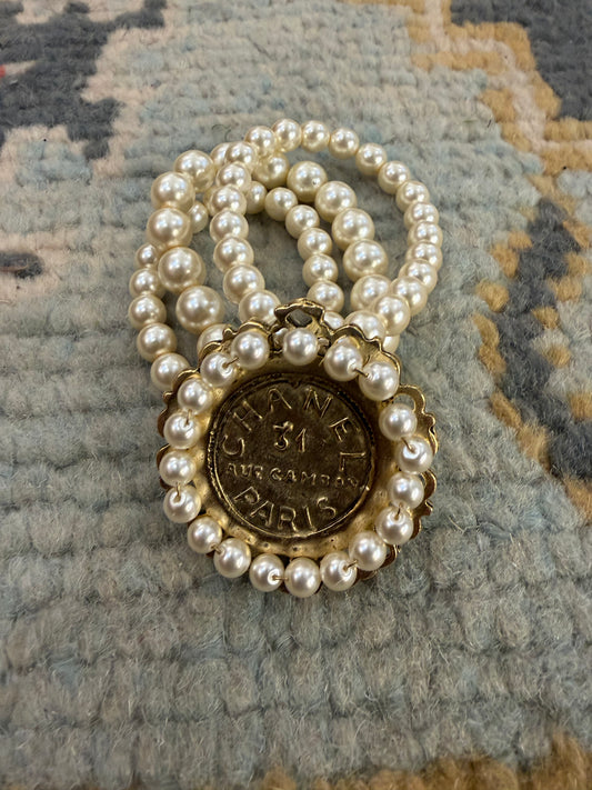 Chanel Inspired Pearl Stretch Bracelet