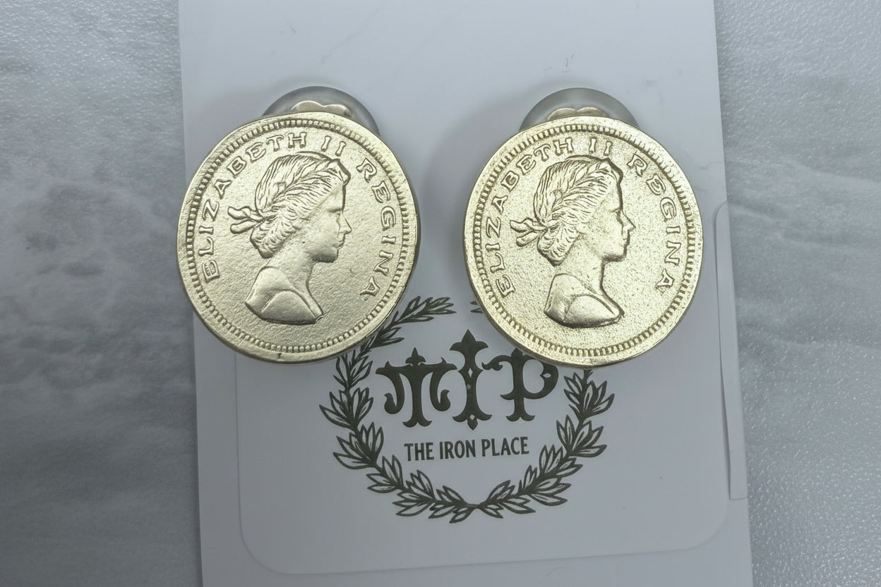 Gold Silhouette Coin Earrings(Clip on)