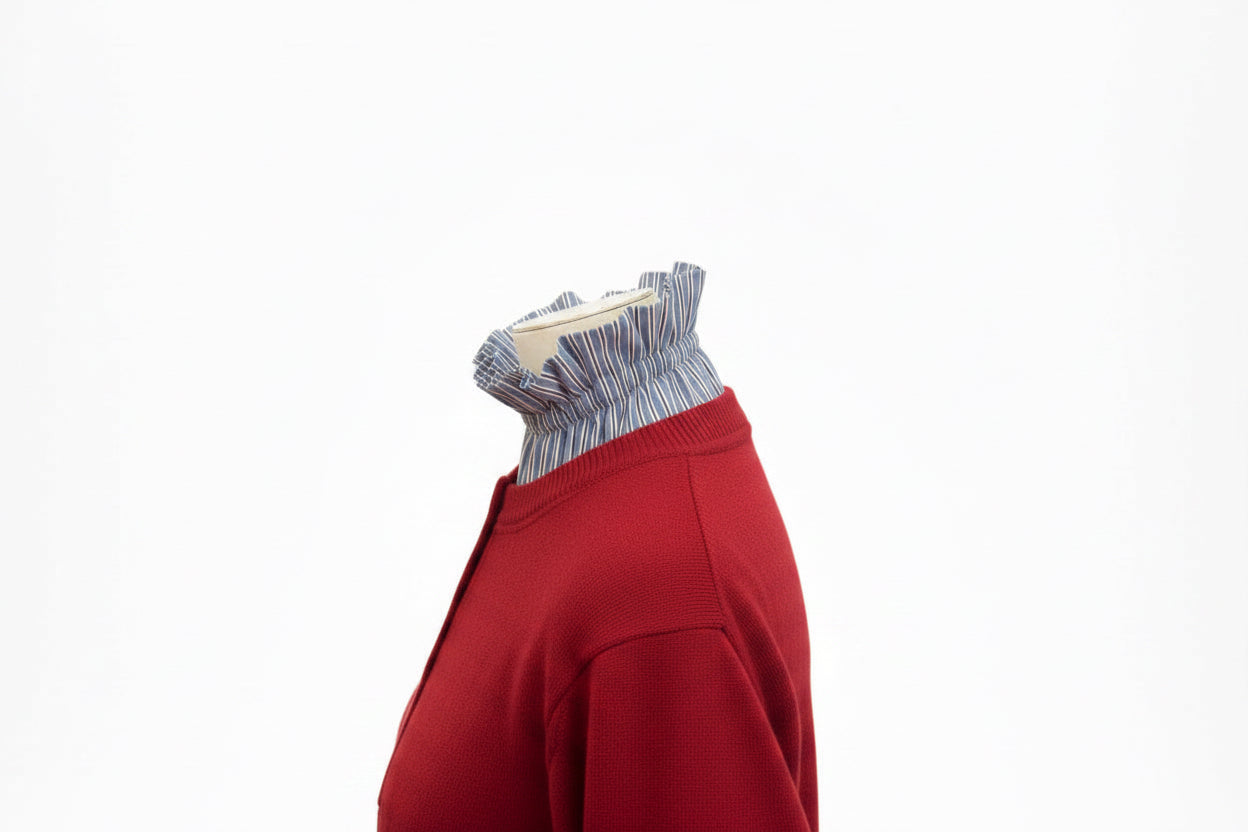 Ruffle Collar in Blue Stripe