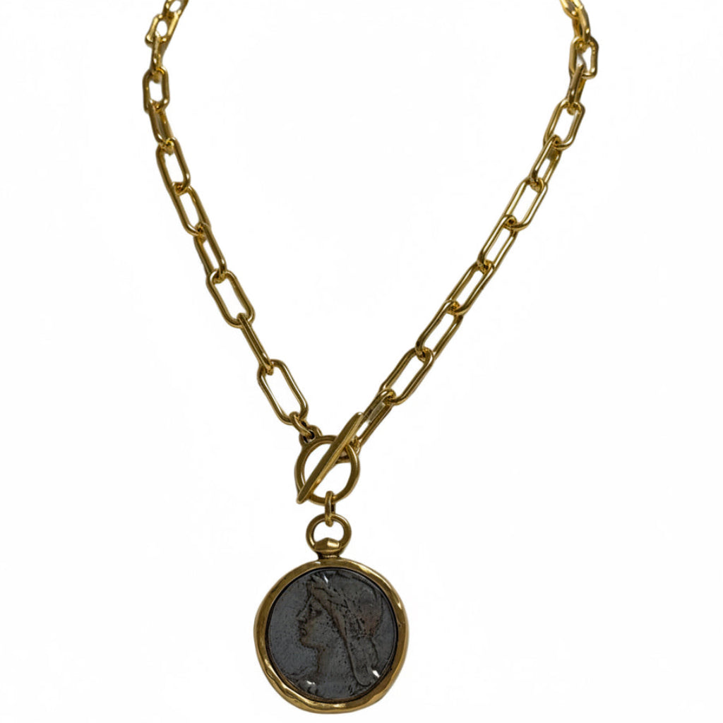 Silver Coin Gold Chain Necklace