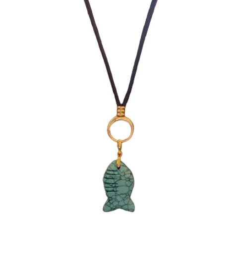 Turquoise XL Gemstone Fish Charm